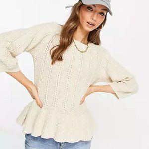 Vero Moda Organic Cotton Blend Knit Blouse in Cream - S